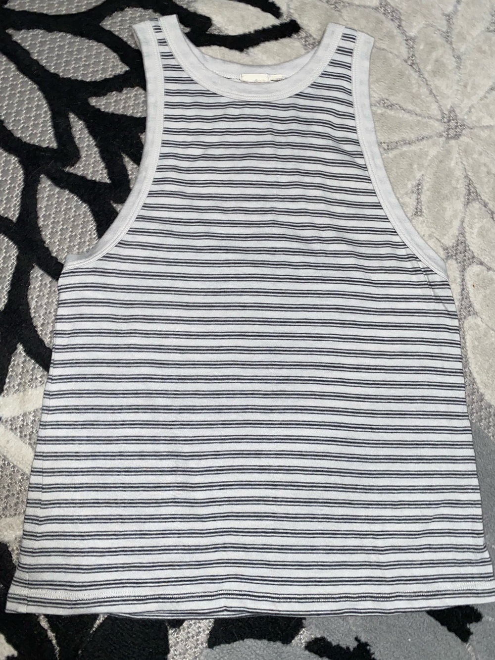 White Crow Tank Top Soft Gray w/ Black Stripes Size Medium - Picture 3 of 6